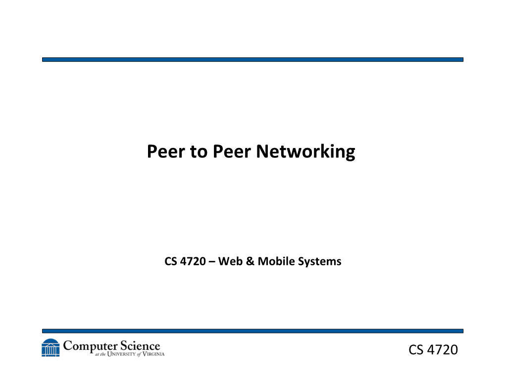 Peer to Peer Networking