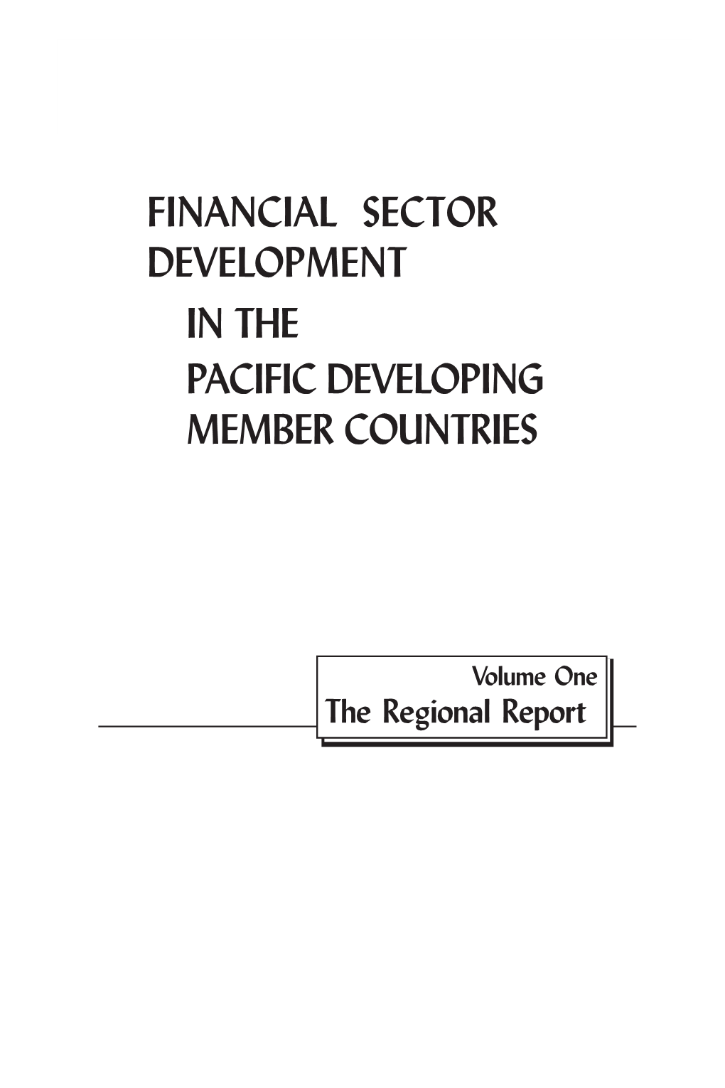 Financial Sector Development in the Pacific Developing Member Countries