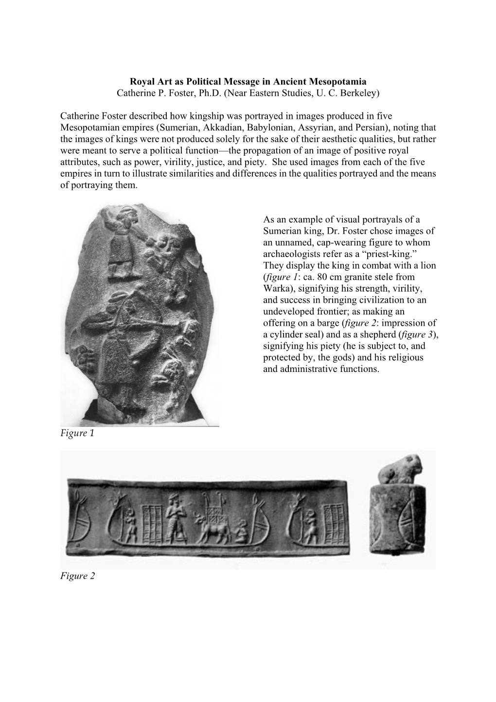 “Royal Art As Political Message in Ancient Mesopotamia”