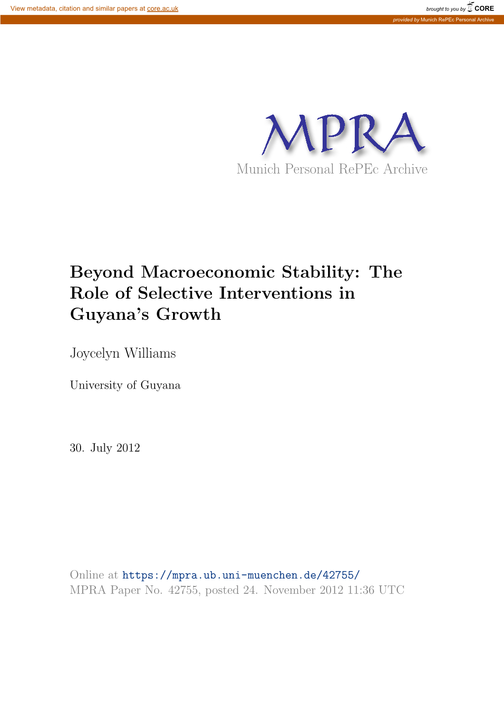 The Role of Selective Interventions in Guyana's Growth