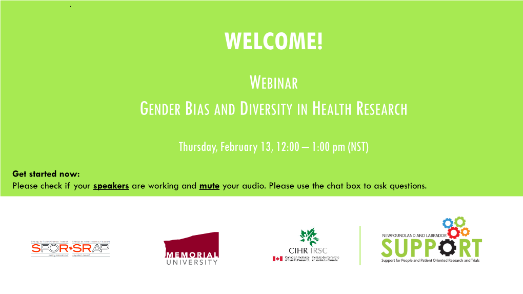 Webinar Gender Bias and Diversity in Health Research