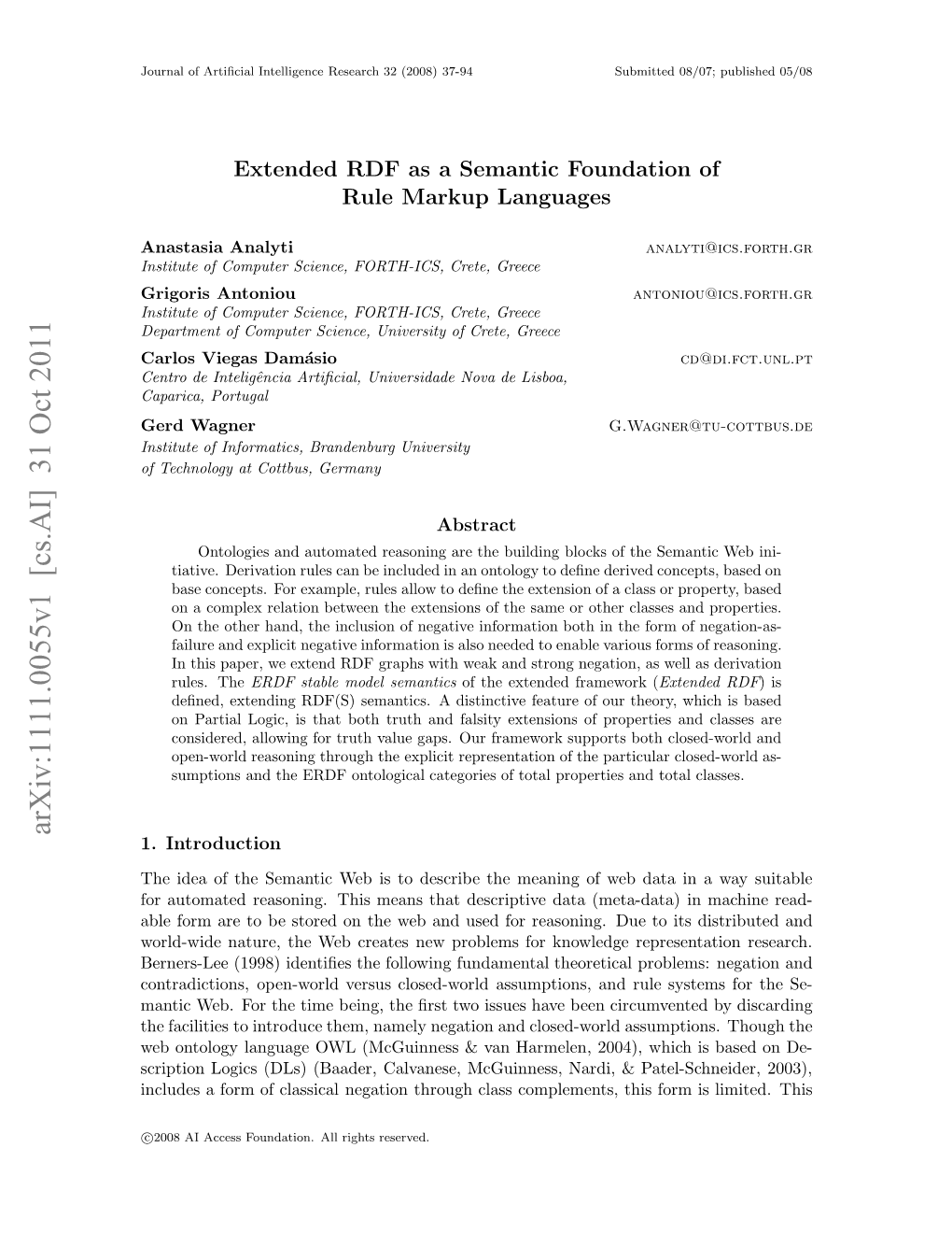 Extended RDF As a Semantic Foundation of Rule Markup Languages