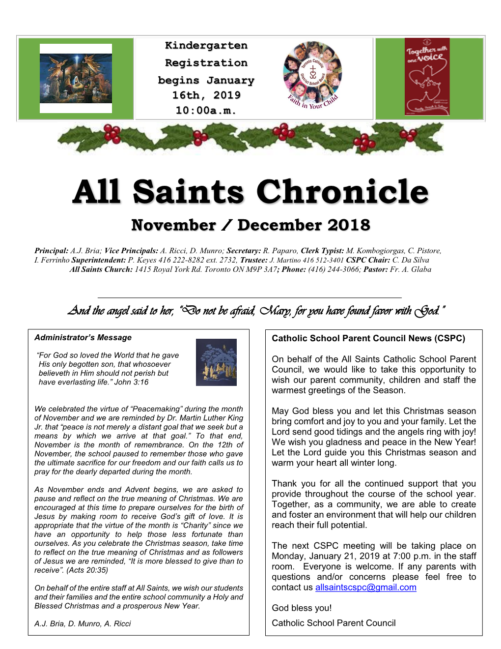 All Saints Chronicle November / December 2018