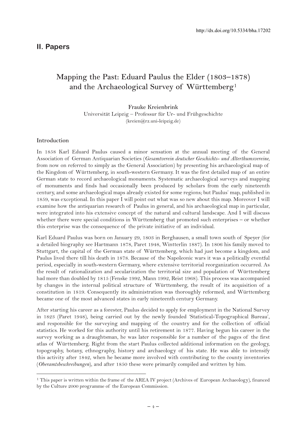 Mapping the Past: Eduard Paulus the Elder (1803–1878) and the Archaeological Survey of Württemberg1