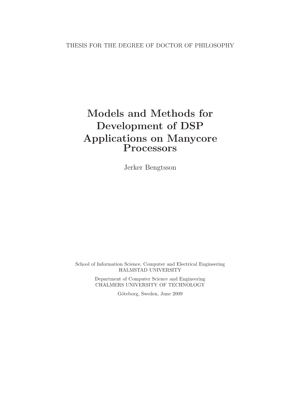 Models and Methods for Development of DSP Applications on Manycore Processors