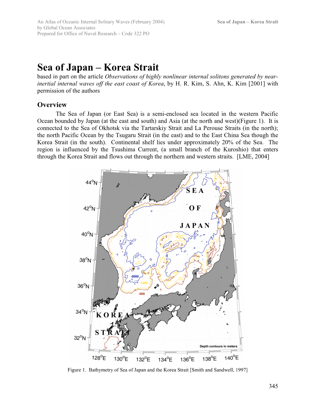 Sea of Japan – Korea Strait by Global Ocean Associates Prepared for Office of Naval Research – Code 322 PO