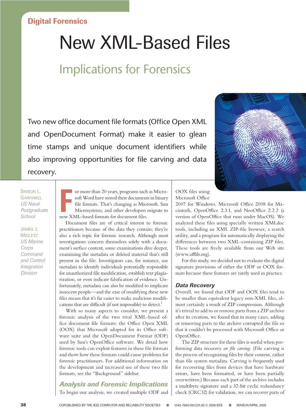 New XML-Based Files Implications for Forensics