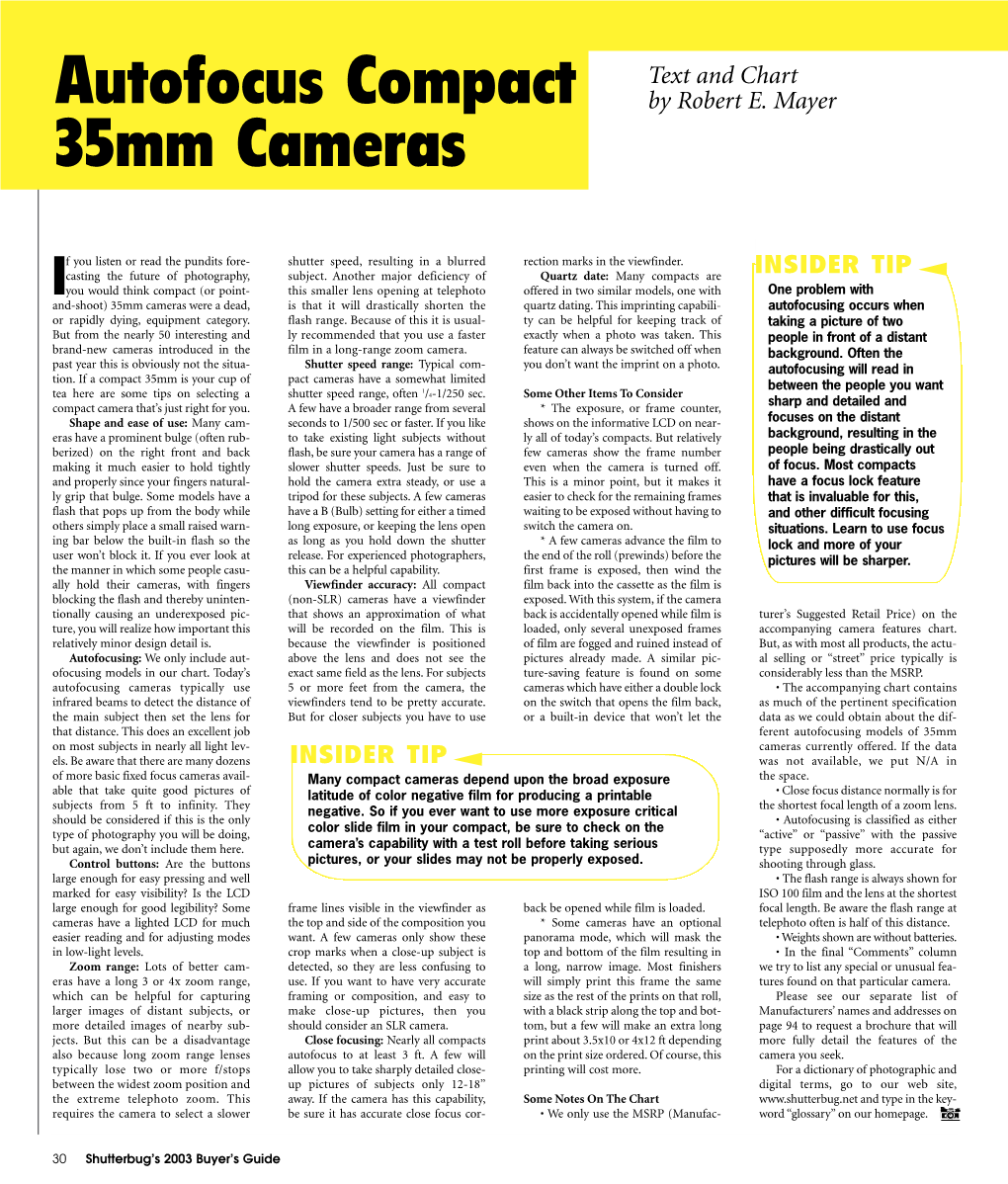 Autofocus Compact 35Mm Cameras