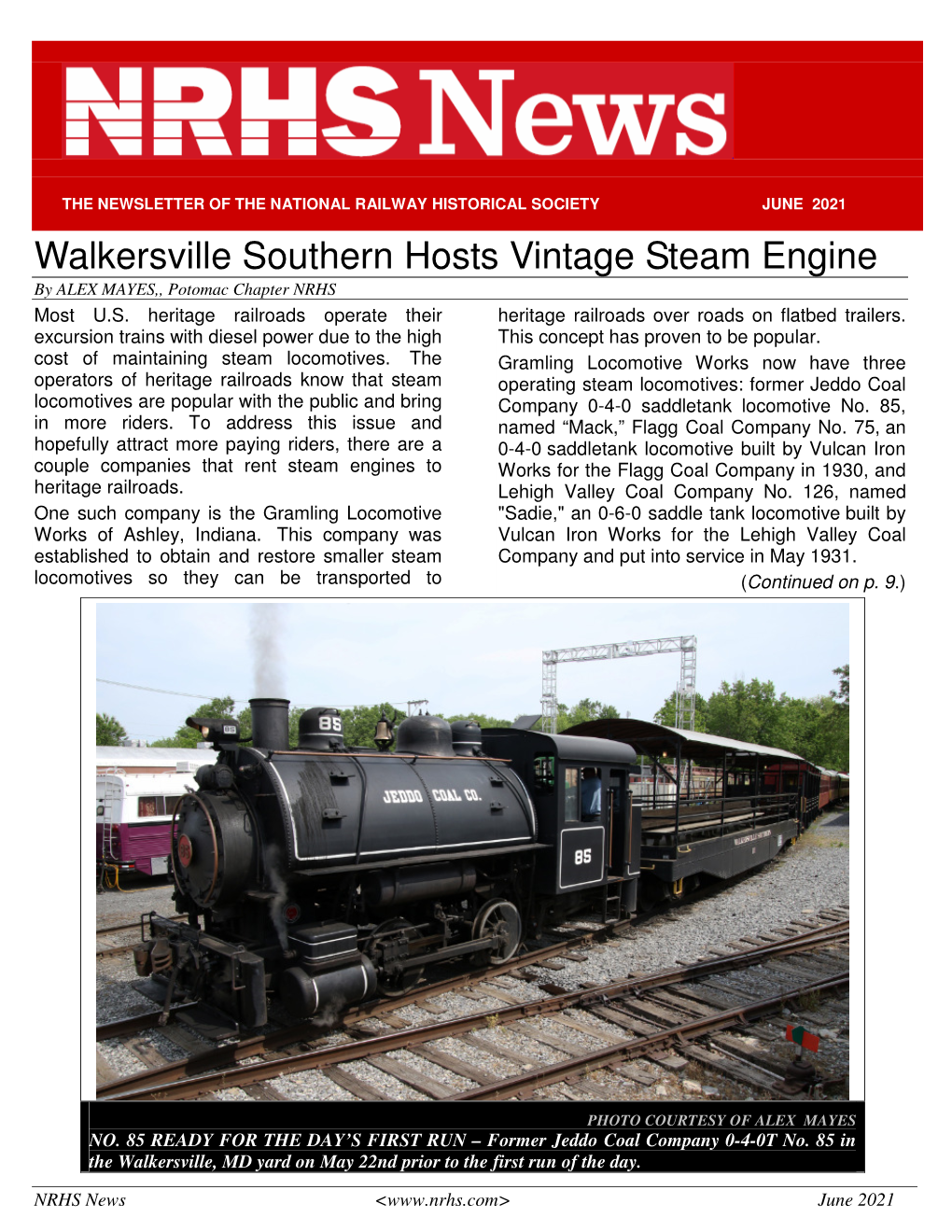 Walkersville Southern Hosts Vintage Steam Engine by ALEX MAYES,, Potomac Chapter NRHS Most U.S