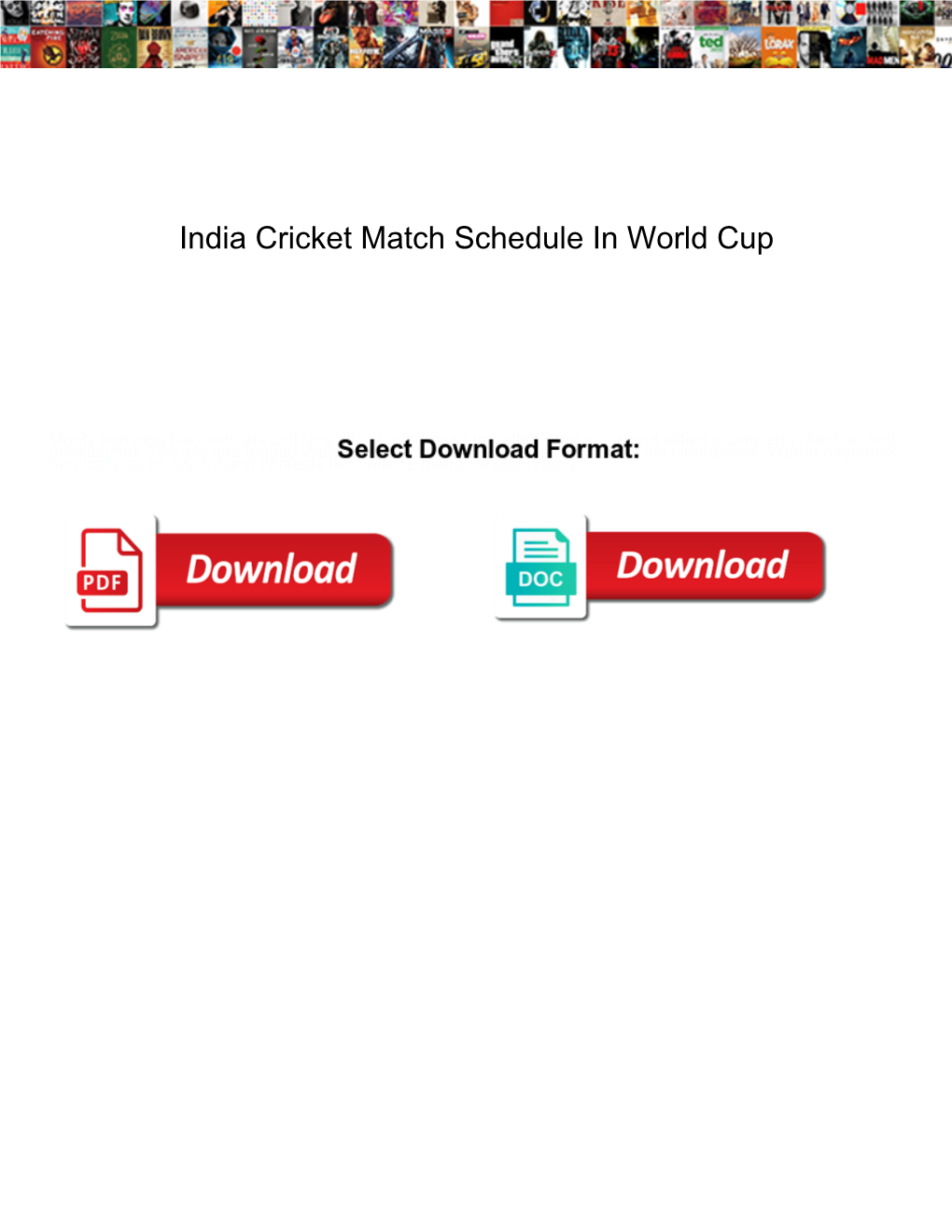 India Cricket Match Schedule in World Cup