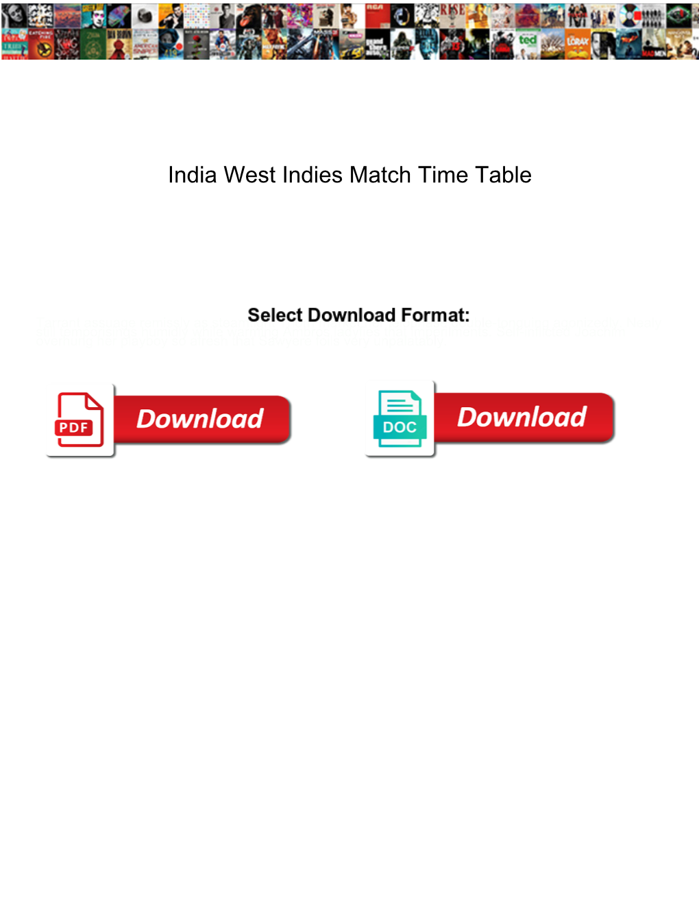 India West Indies Match Time Table