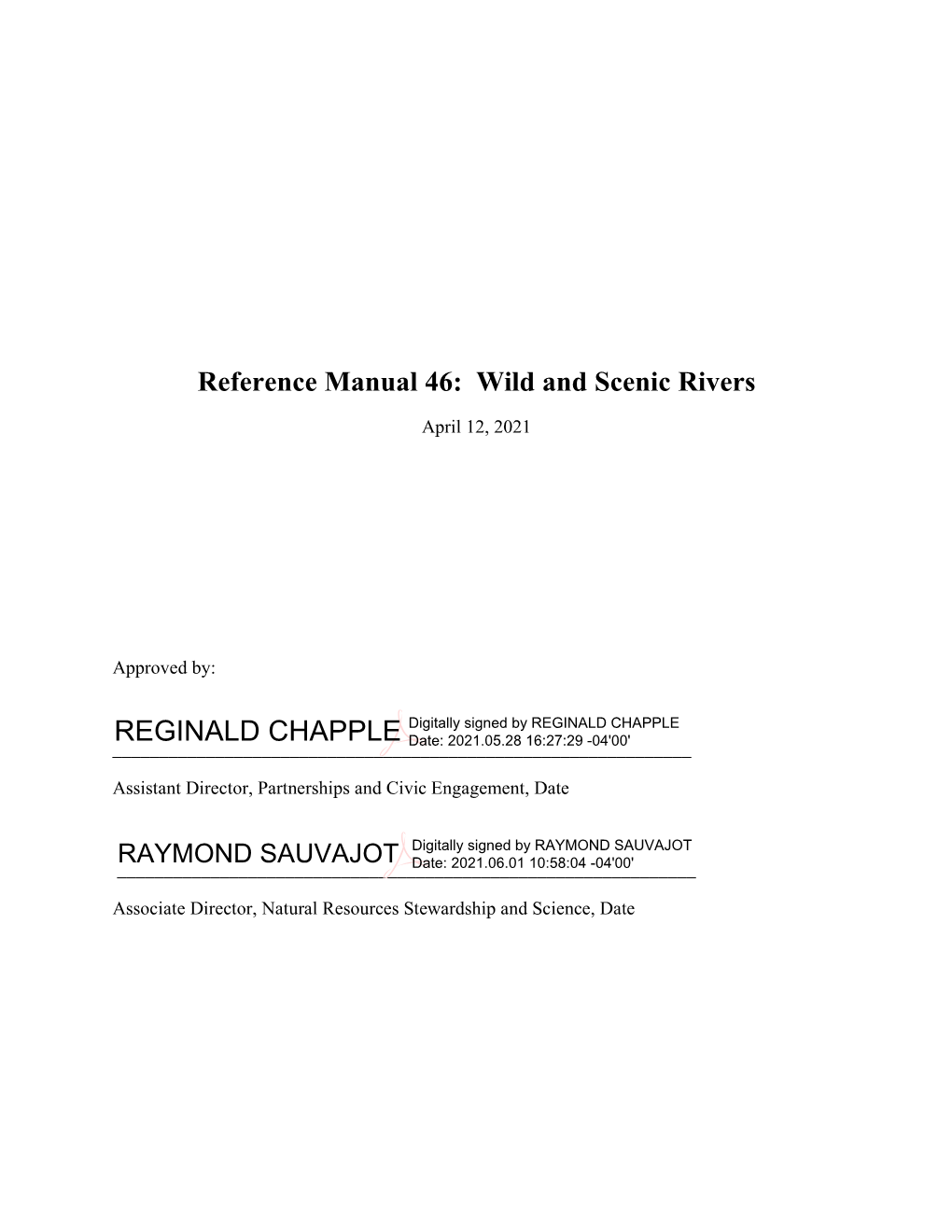 Reference Manual 46: Wild and Scenic Rivers