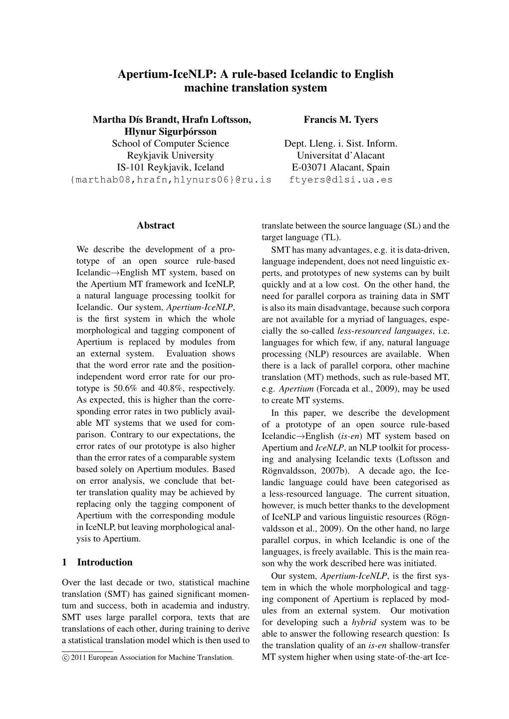 Apertium-Icenlp: a Rule-Based Icelandic to English Machine Translation System