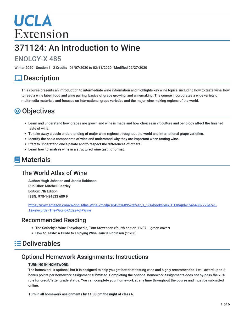 371124: an Introduction to Wine &gt; Syllabus | Concourse