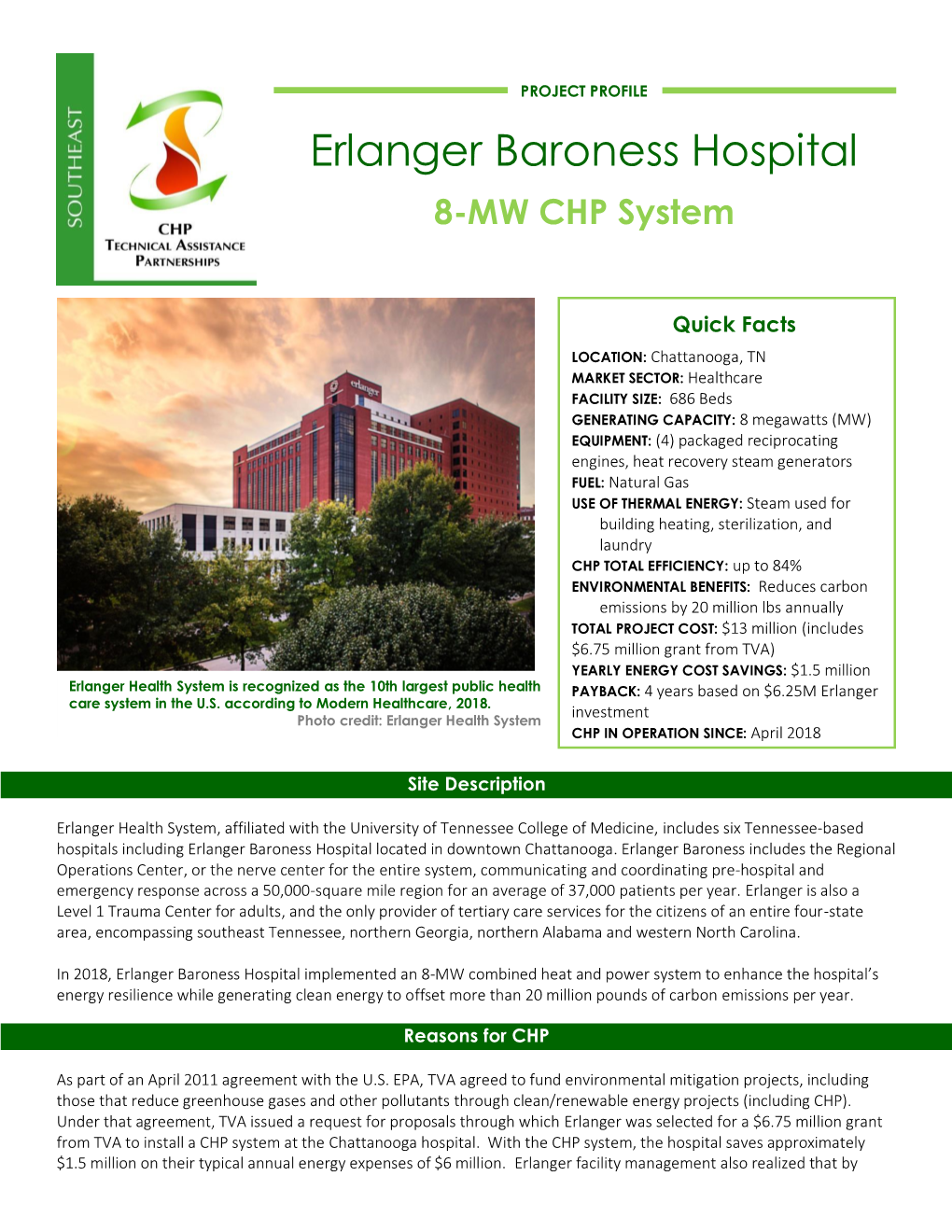 Erlanger Baroness Hospital 8-MW CHP System