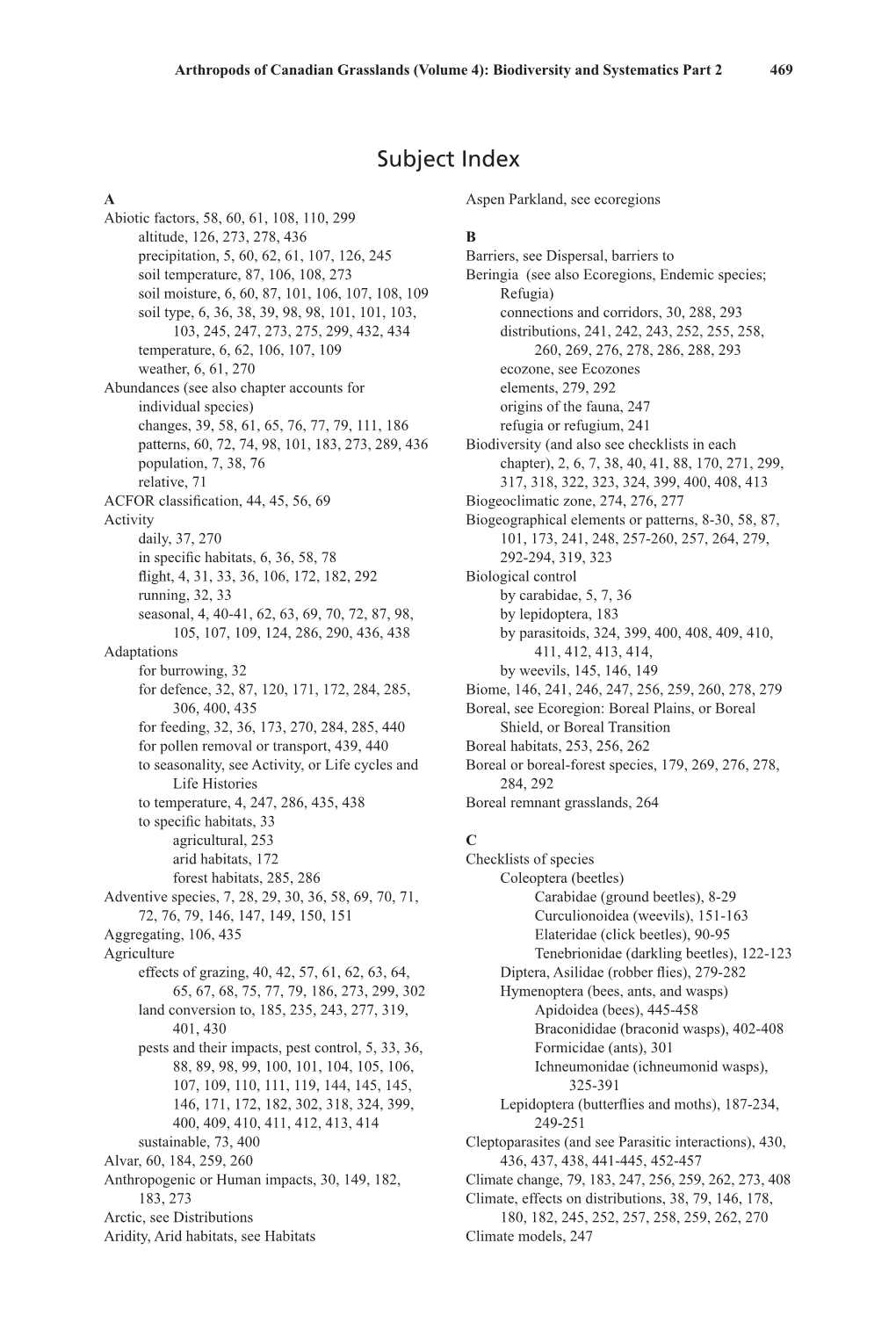 Subject and Taxonomic Indices