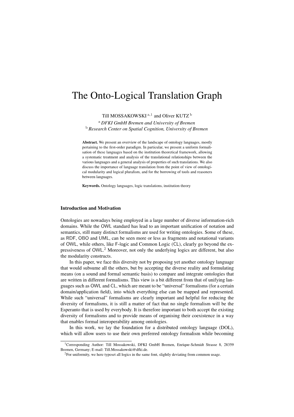 The Onto-Logical Translation Graph