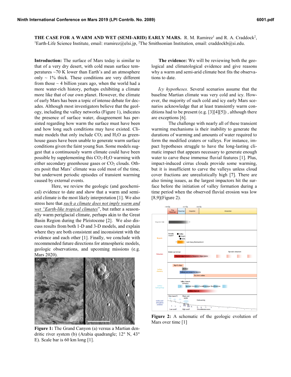 THE CASE for a WARM and WET (SEMI-ARID) EARLY MARS. R. M. Ramirez1 and R