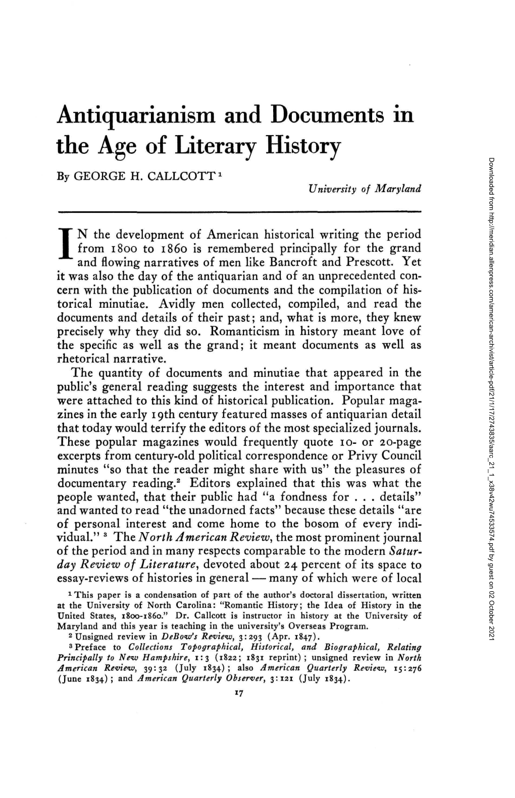 Antiquarianism and Documents in the Age of Literary History