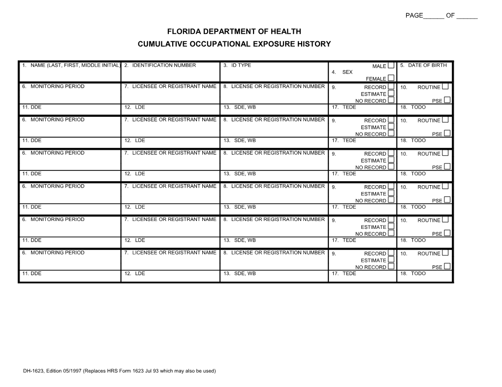 Instructions and Additional Information Pertinent to the Completion of Hrs Form 1623 July