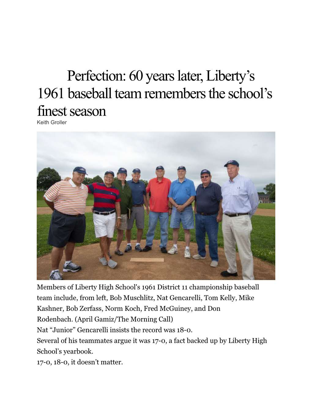 Advertisemenperfection: 60 Years Later, Liberty's 1961 Baseball Team