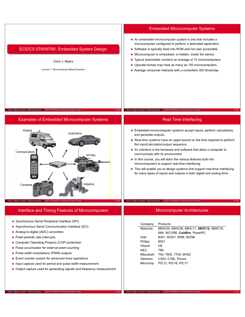 ECE/CS 5780/6780: Embedded System Design Software Is Typically ﬁxed Into ROM and Not User Accessible