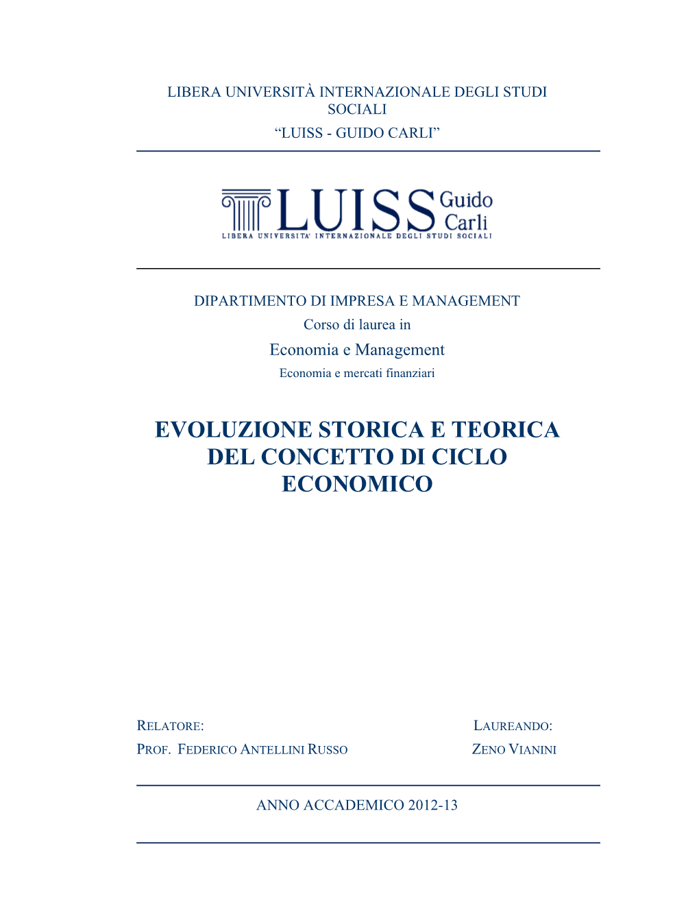 Evoluzione Storica E Teorica Del Concetto Di Ciclo Economico