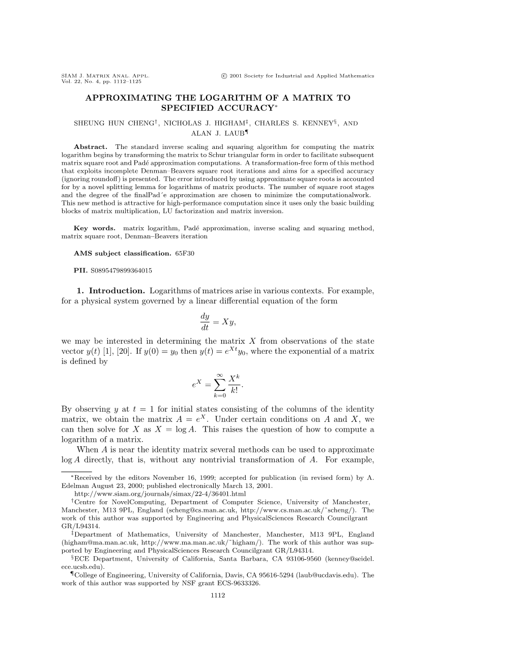 Approximating the Logarithm of a Matrix to Specified Accuracy∗