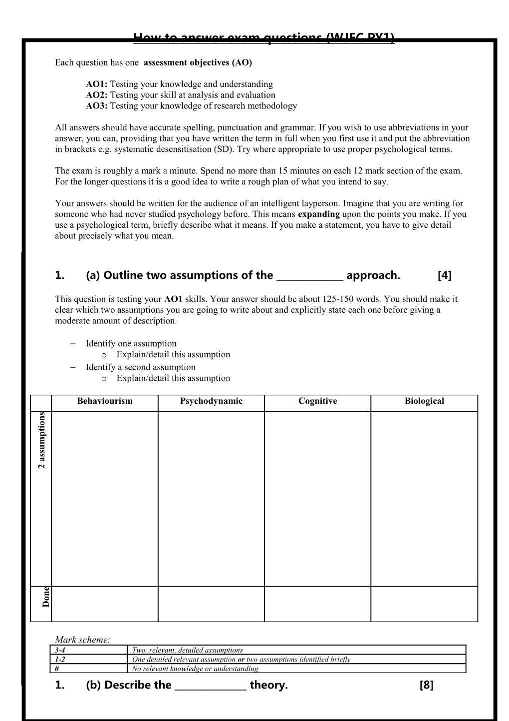 How to Answer Exam Questions (WJEC PY1)