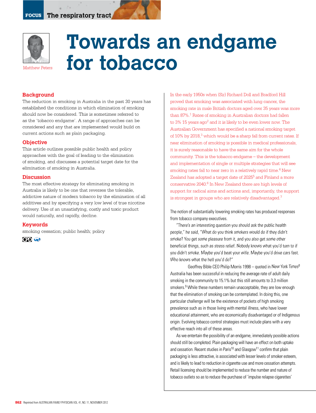 Towards an Endgame for Tobacco