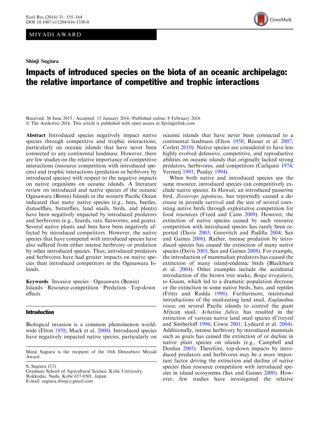 Impacts of Introduced Species on the Biota of an Oceanic Archipelago: the Relative Importance of Competitive and Trophic Interactions
