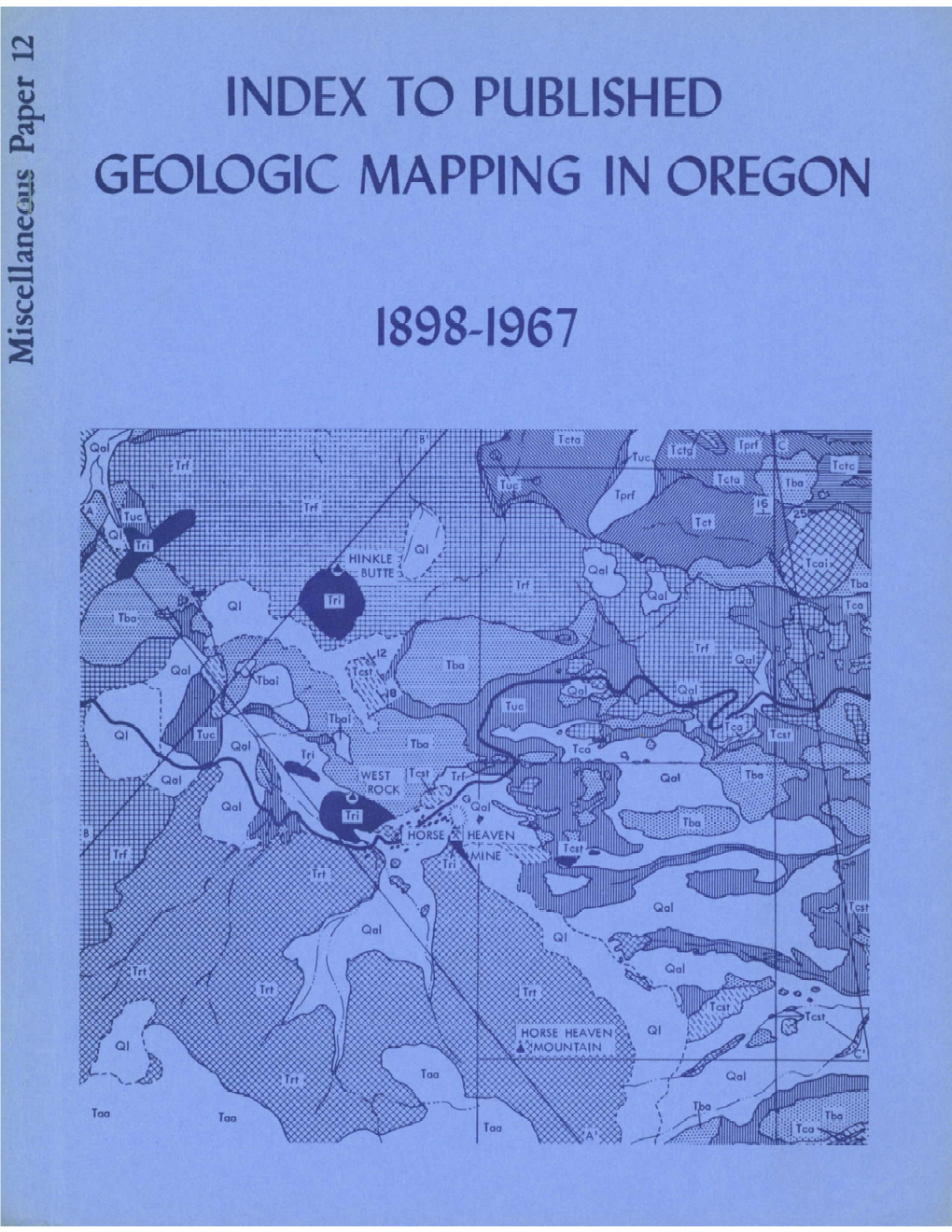 DOGAMI MP-12, Index to Published Geologic Mapping in Oregon, 1898