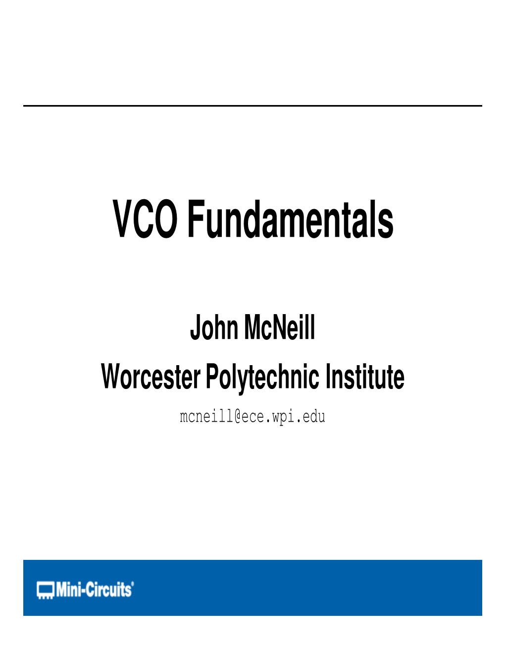 VCO Fundamentals