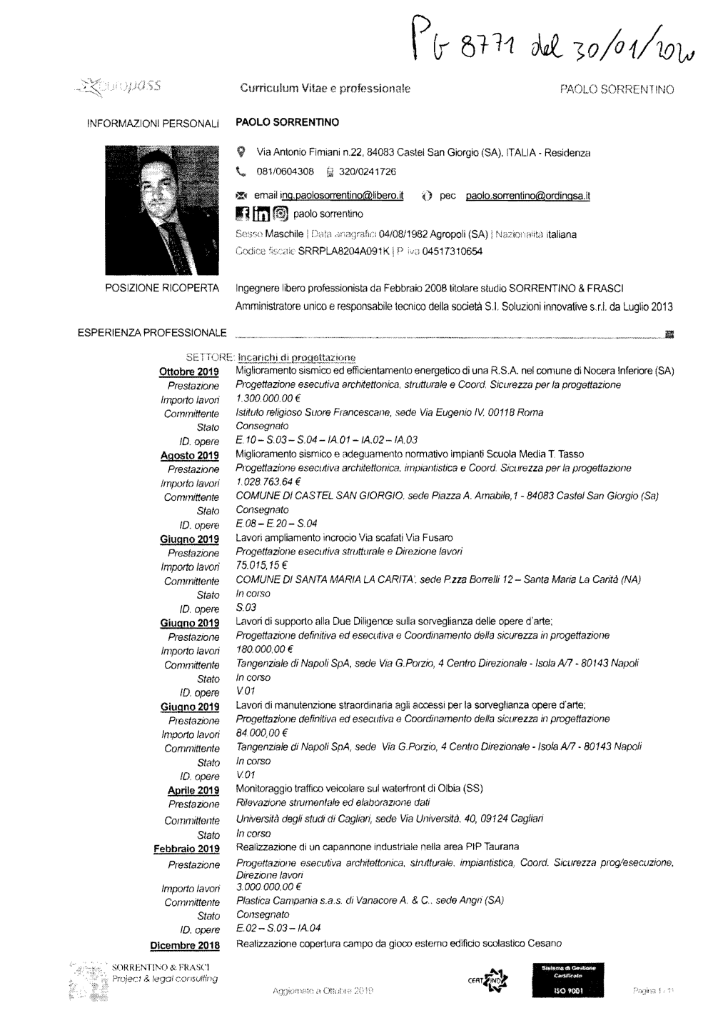 Amministratore Unico E Responsabile Tecnico Della Societa 81 Soluzioni Innovative S.R.I