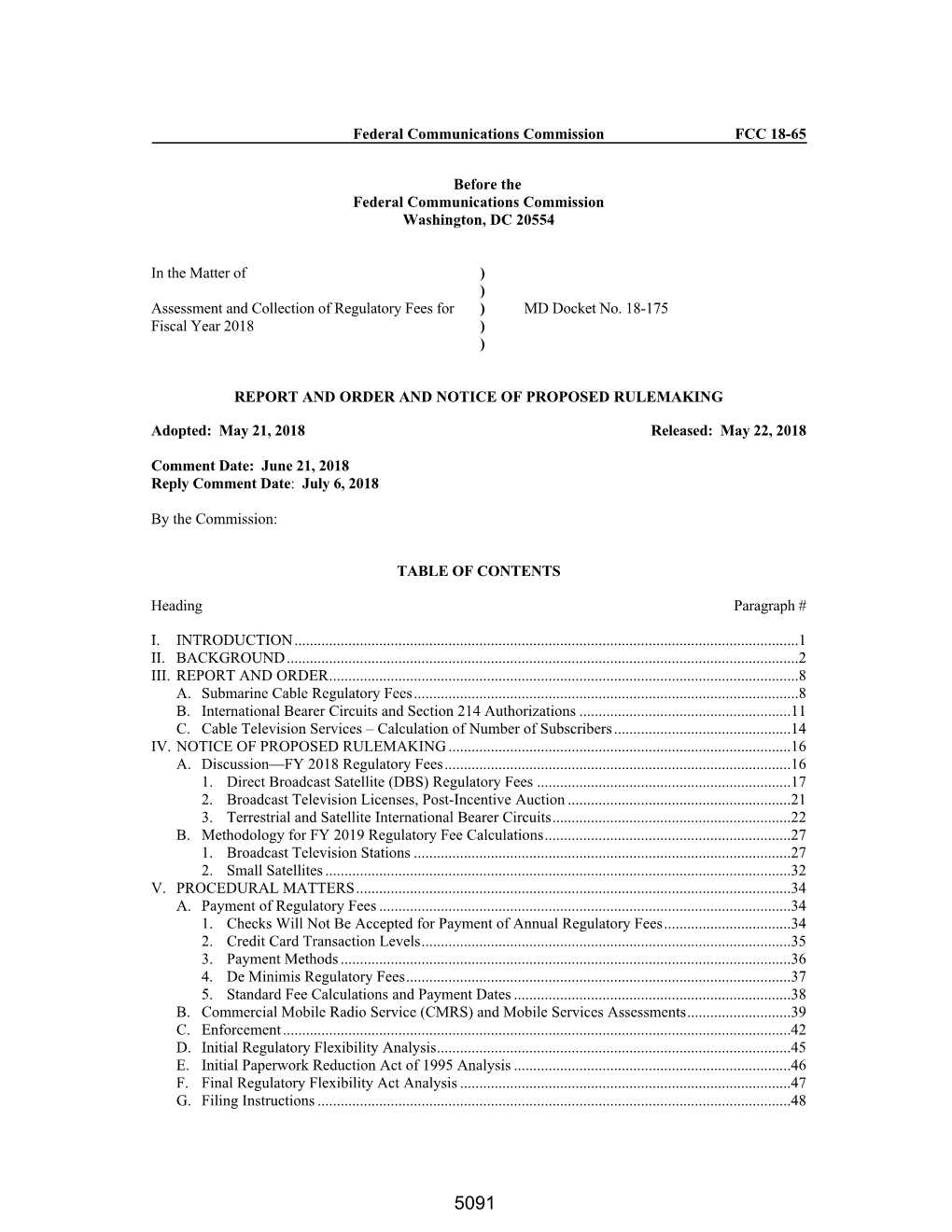 Federal Communications Commission FCC 18-65 Before The