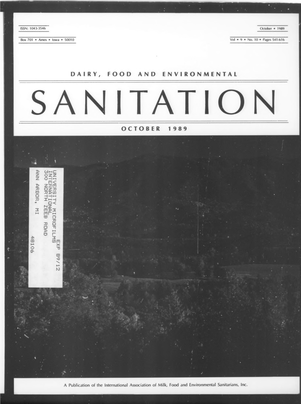 Dairy, Food and Environmental Sanitation 1989-10