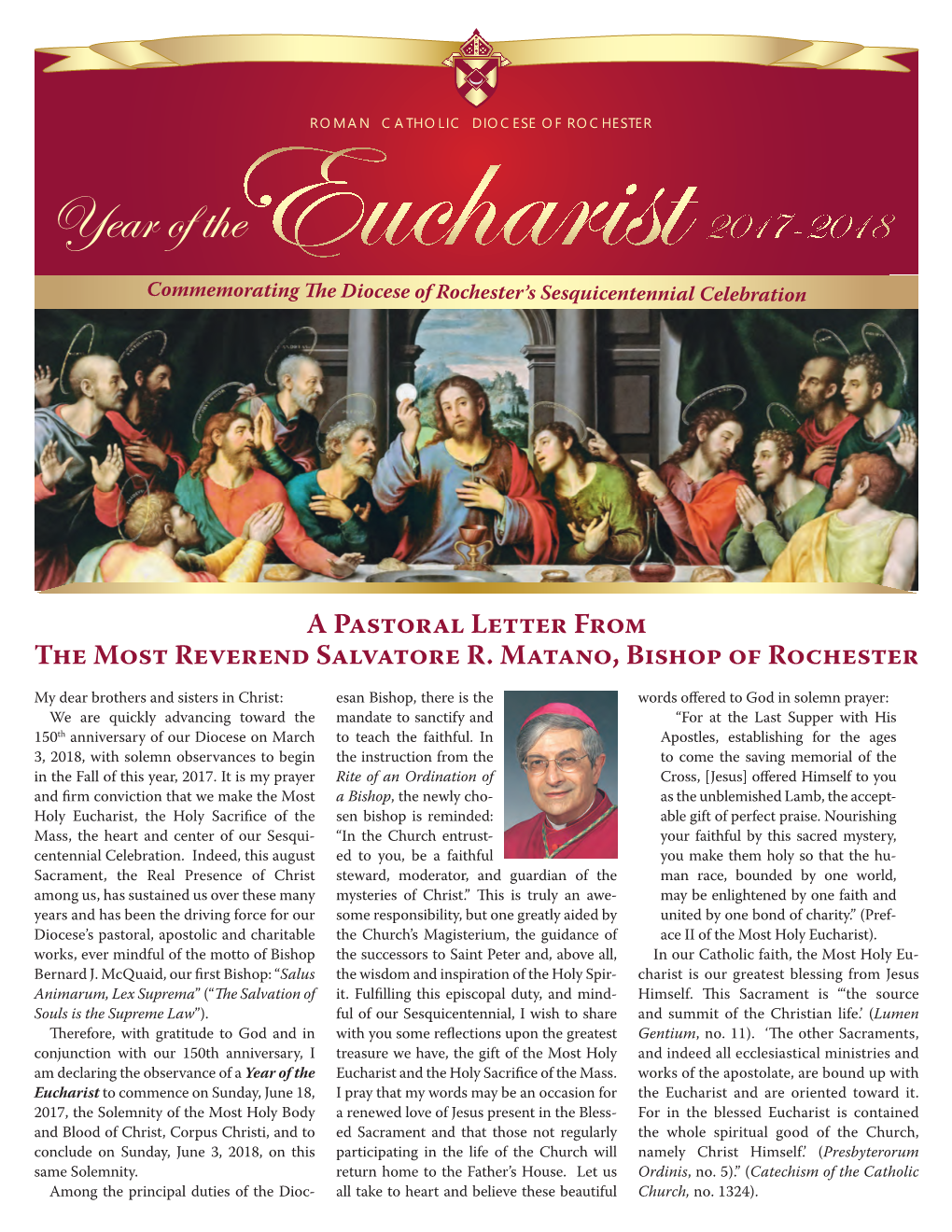 My Pastoral Letter the Year of the Eucharist Commemorating The