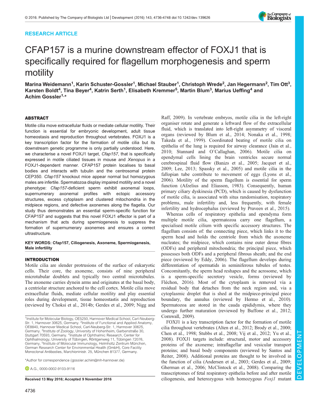 CFAP157 Is a Murine Downstream Effector of FOXJ1 That Is Specifically