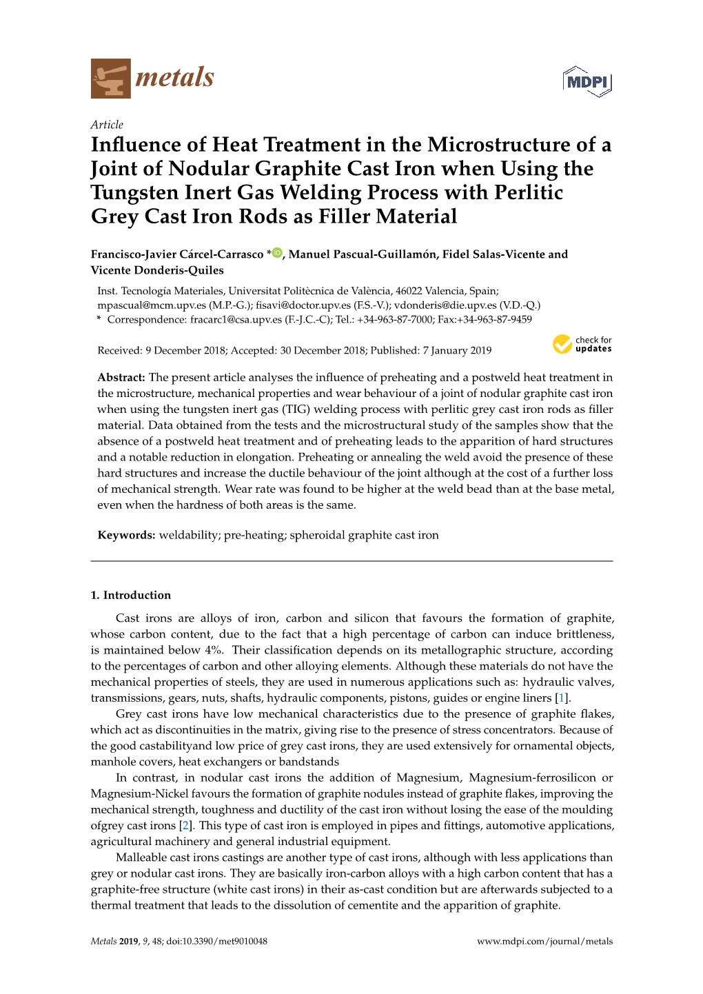 Influence of Heat Treatment in the Microstructure of a Joint of Nodular