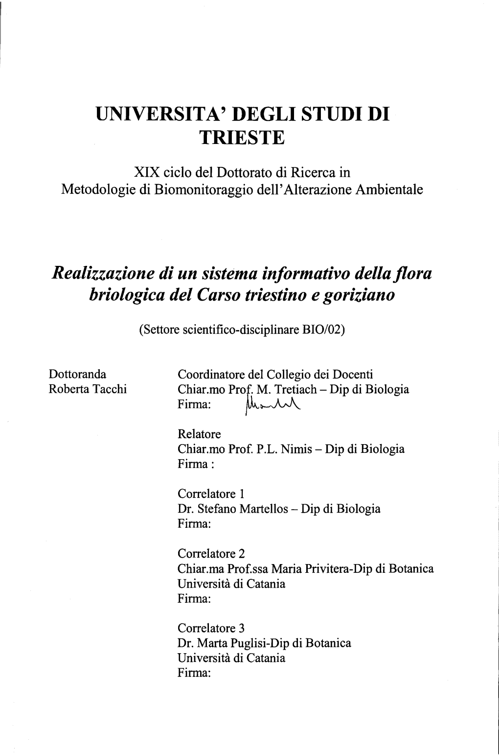 Universita' Degli Studi Di Trieste