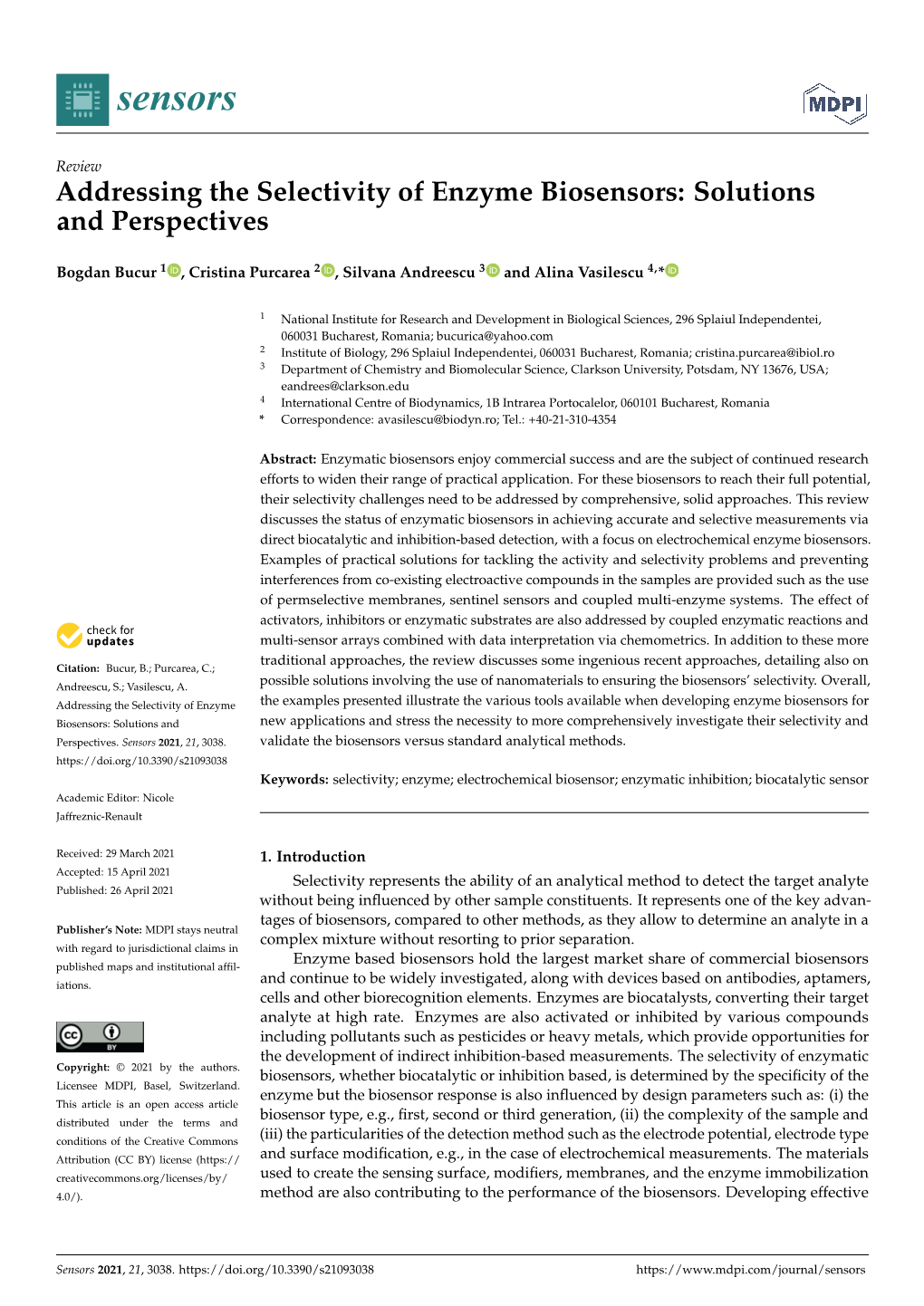 Addressing the Selectivity of Enzyme Biosensors: Solutions and Perspectives