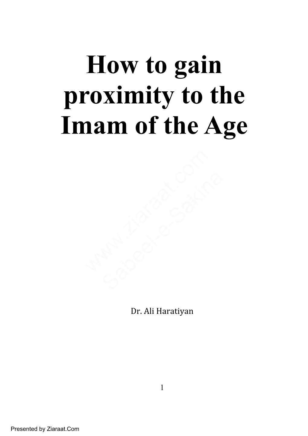 Proximity to the Imam of the Age.Pdf