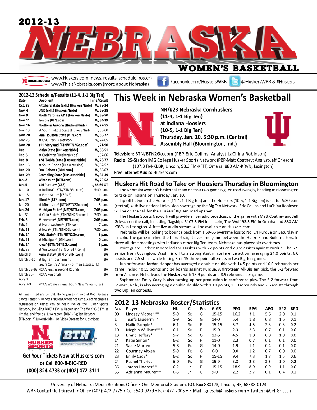 This Week in Nebraska Women's Basketball