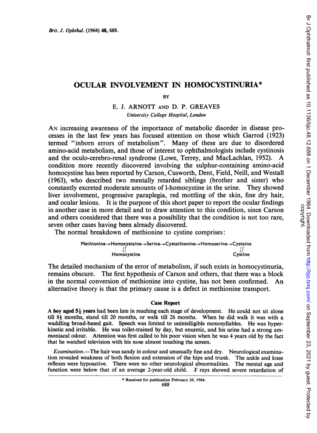 Ocular Involvement in Homocystinuria* by E