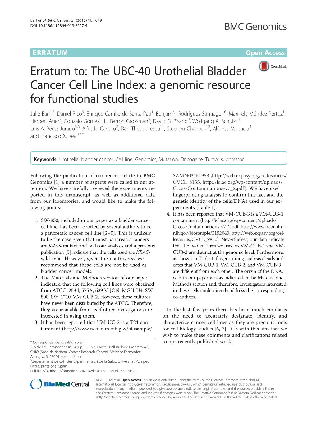 The UBC-40 Urothelial Bladder Cancer Cell Line