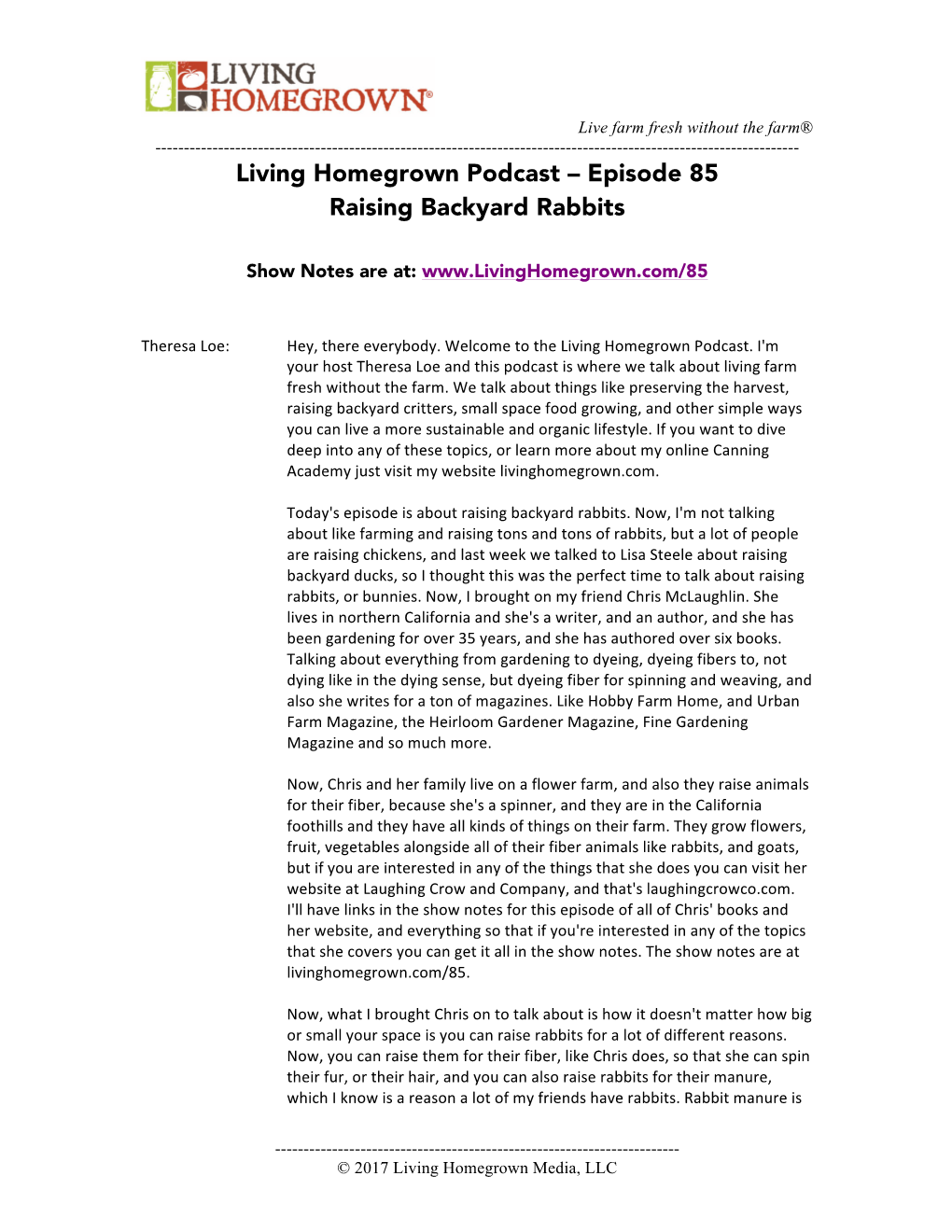 Living Homegrown Podcast – Episode 85 Raising Backyard Rabbits