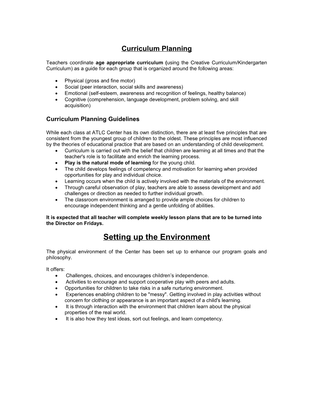 Curriculum Planning s1