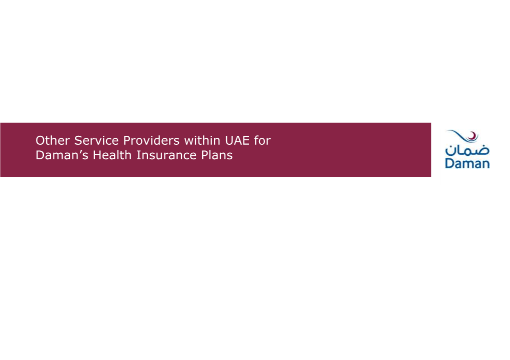 Other Service Providers Within UAE for Daman's Health Insurance Plans