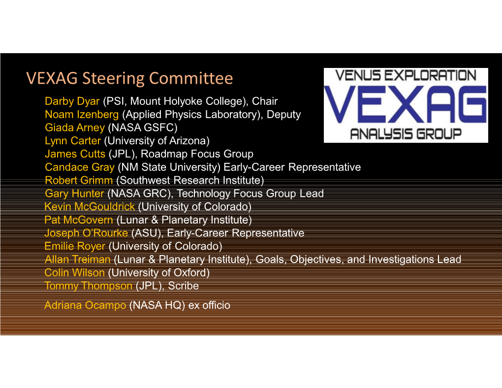 VEXAG Steering Committee