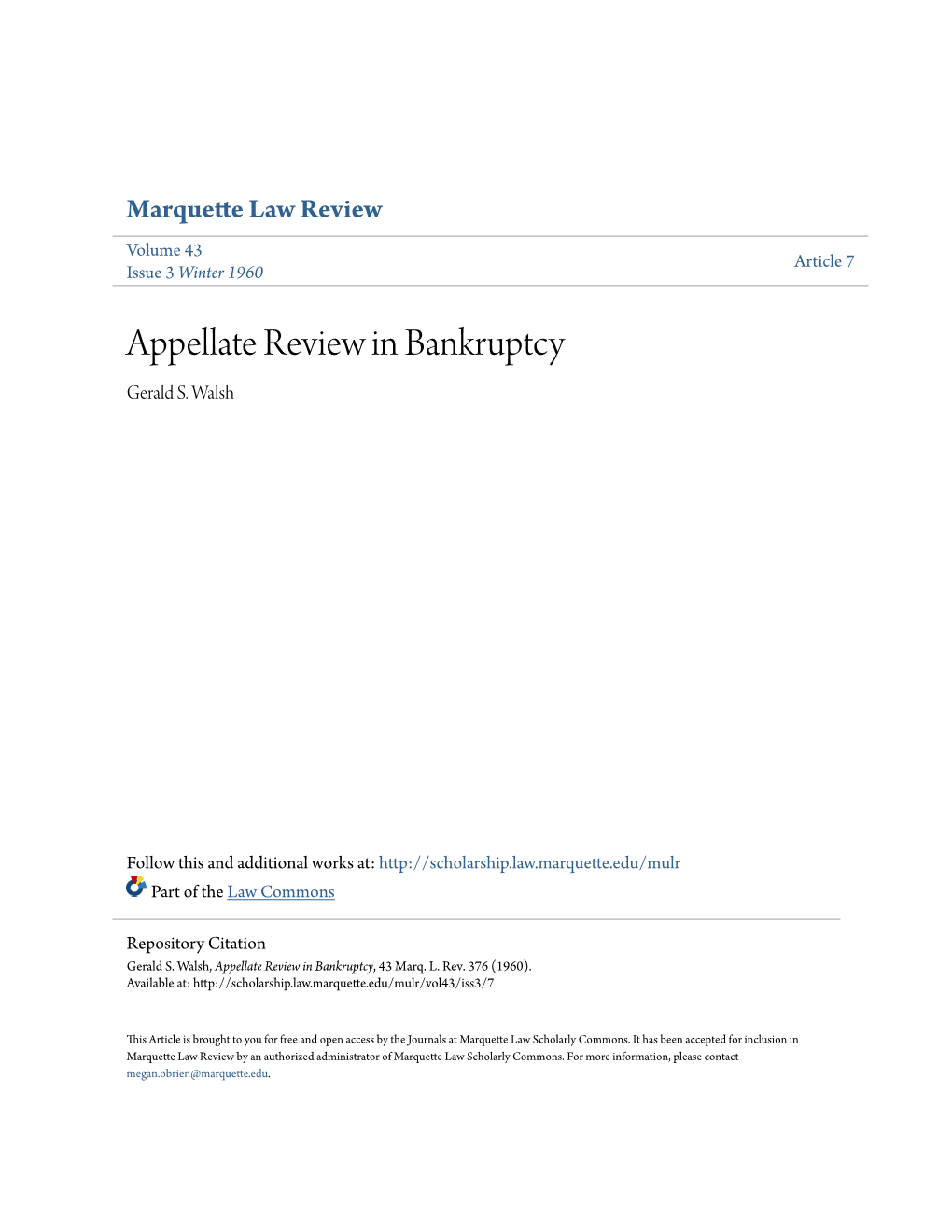Appellate Review in Bankruptcy Gerald S